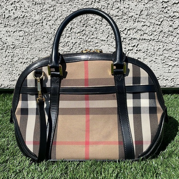 Authentic Burberry leather trimmed exploded checked handbag - Picture 2 of 7